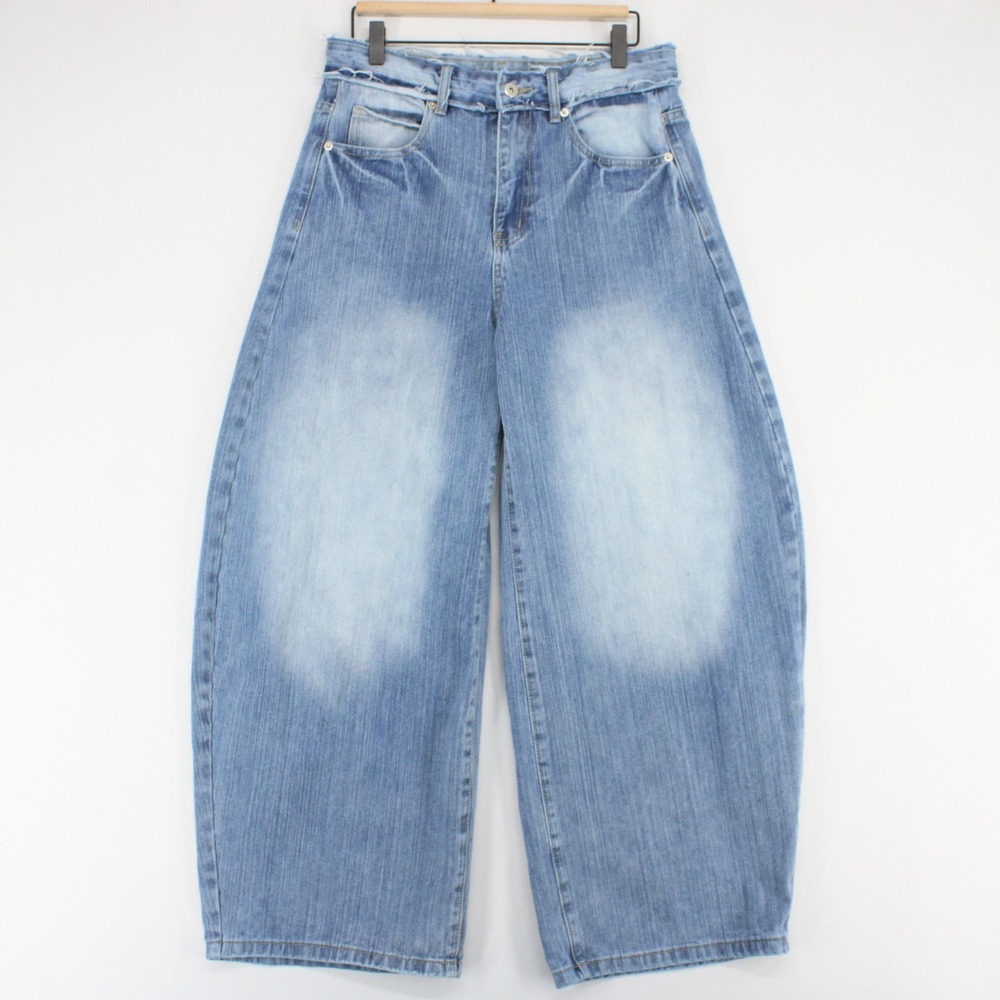 Supermade Jeans Mens L Blue Faded Wide Leg Distressed Baggy Skate Y2K